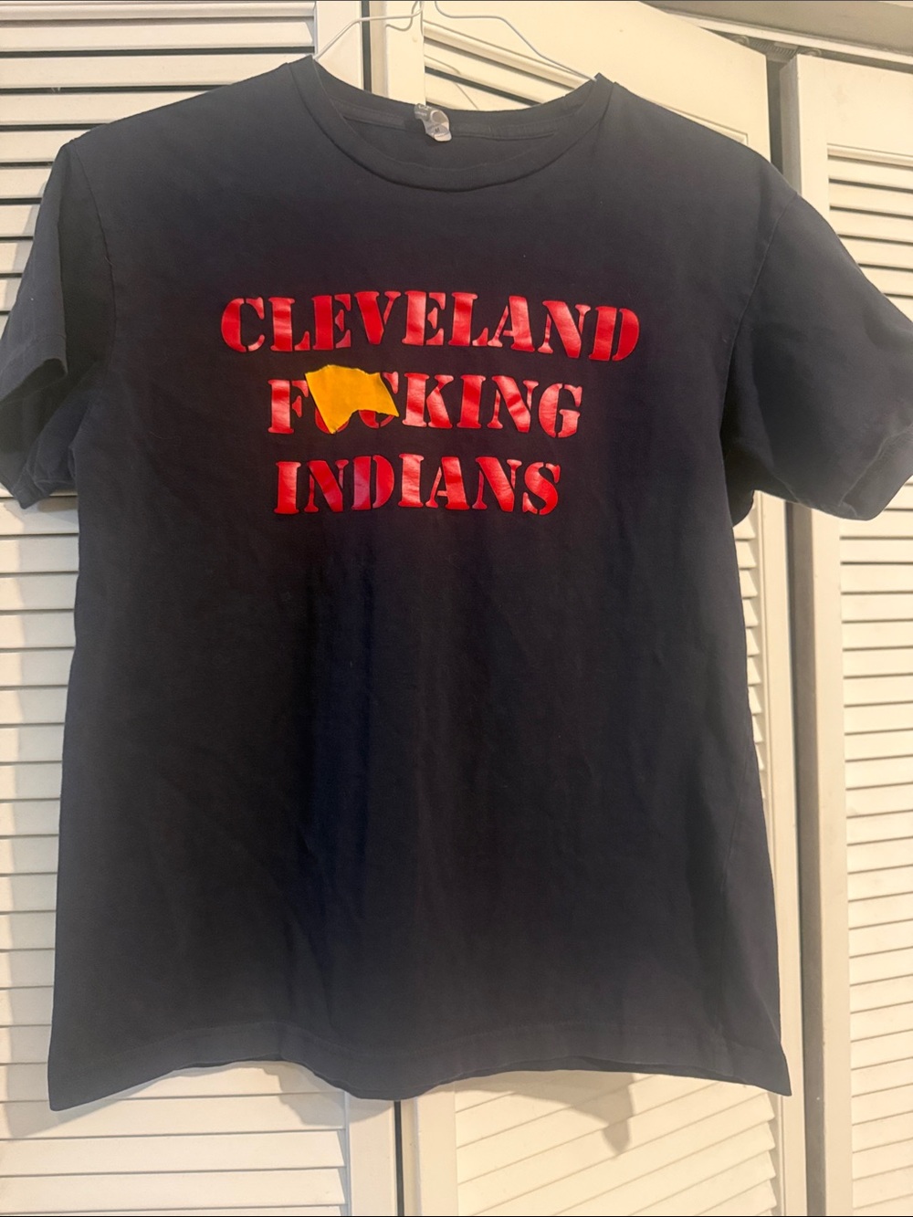 Cleveland Indians Black Graphic Tee with Red Lettering